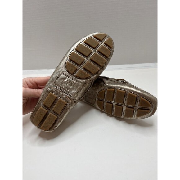 Frye Regan Campus Driver Gold Chrome Metallic Slip-on Leather Loafer Size 7.5 - Picture 10 of 10
